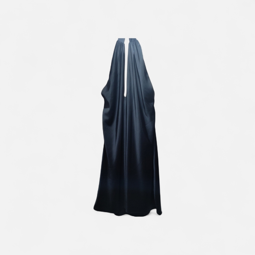 Elegant Black Satin Halter Maxi Dress